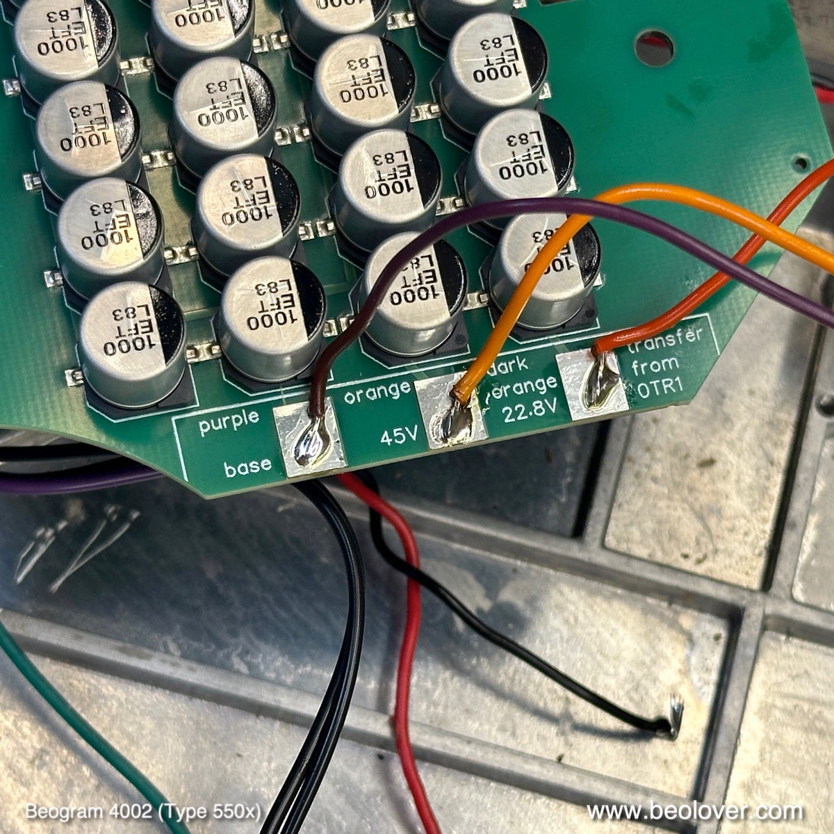 Efficient 22.8V Power Supply and Main Capacitors for Beogram 4002 (Types 550x)