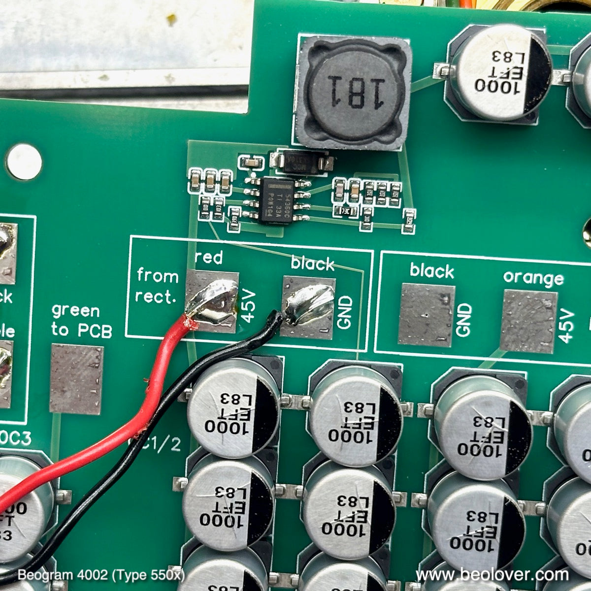 Efficient 22.8V Power Supply and Main Capacitors for Beogram 4002 (Types 550x)
